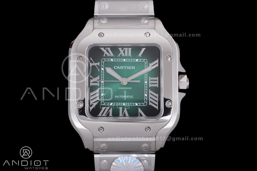 Santos de Cartier 35mm SS BVF 1:1 Best Edition Green Dial on SS SmartLinks Bracelet MIYOTA 9039