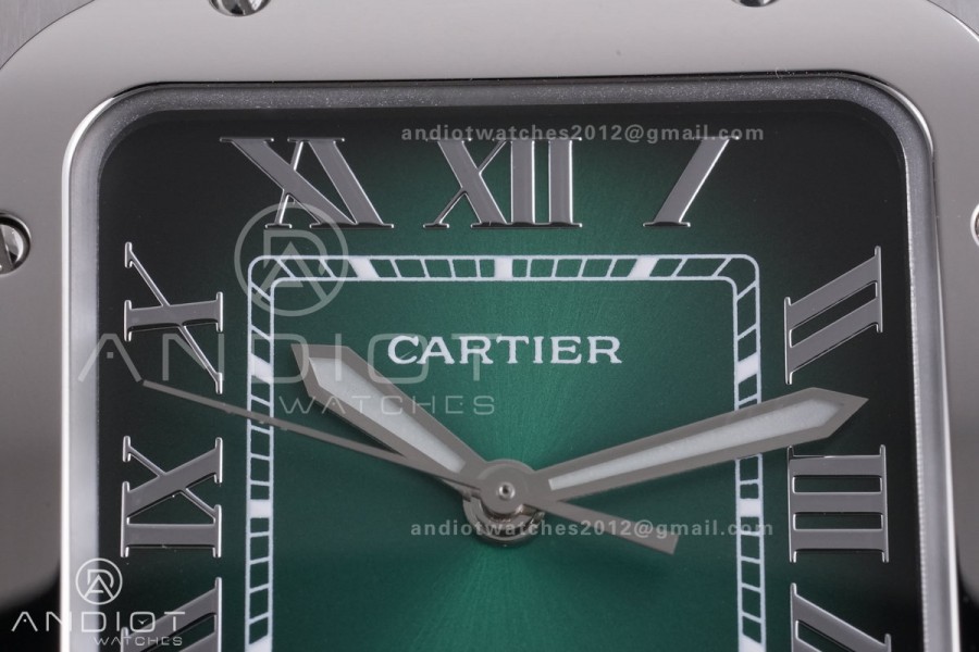 Santos de Cartier 35mm SS BVF 1:1 Best Edition Green Dial on SS SmartLinks Bracelet MIYOTA 9039