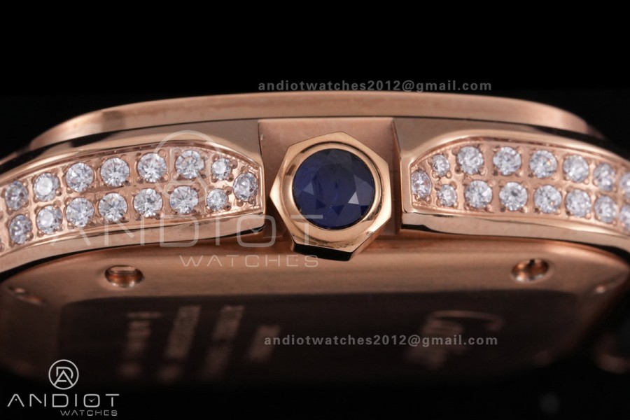 Santos de Cartier 35mm BVF 1:1 Best Edition RG White Dial Diamond Bezel on YG Smart-Links Bracelet MIYOTA 9039