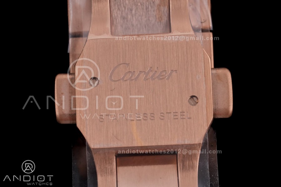 Santos de Cartier 35mm BVF 1:1 Best Edition RG White Dial Diamond Bezel on YG Smart-Links Bracelet MIYOTA 9039