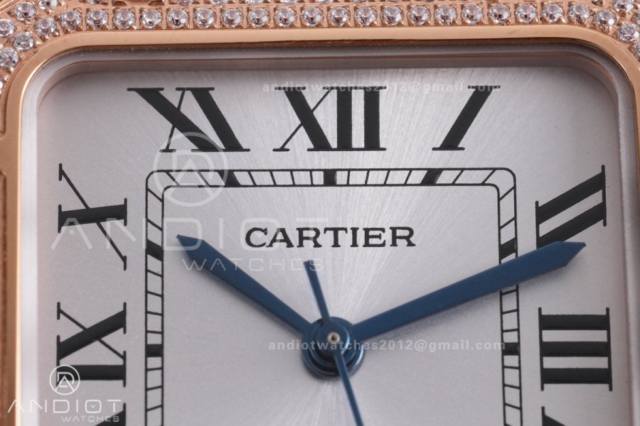 Santos de Cartier 35mm BVF 1:1 Best Edition RG White Dial Diamond Bezel on YG Smart-Links Bracelet MIYOTA 9039