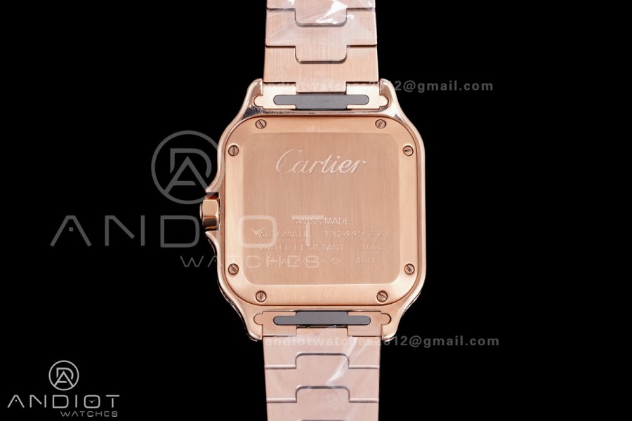 Santos de Cartier 35mm BVF 1:1 Best Edition RG White Dial Diamond Bezel on YG Smart-Links Bracelet MIYOTA 9039
