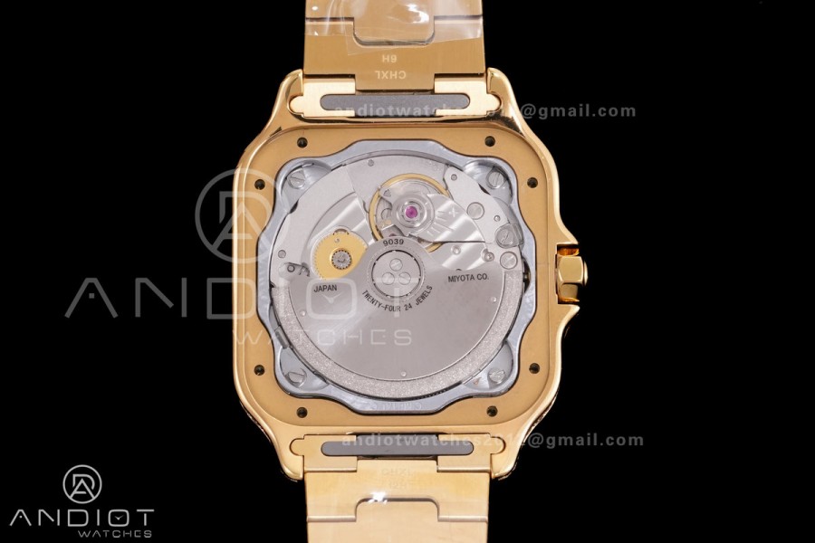 Santos de Cartier 35mm BVF 1:1 Best Edition YG White Dial Diamond Bezel on YG Smart-Links Bracelet MIYOTA 9039