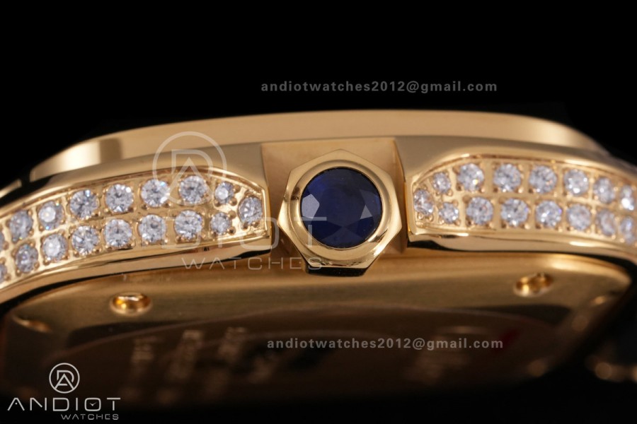 Santos de Cartier 35mm BVF 1:1 Best Edition YG White Dial Diamond Bezel on YG Smart-Links Bracelet MIYOTA 9039