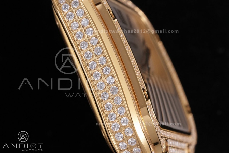Santos de Cartier 35mm BVF 1:1 Best Edition YG White Dial Diamond Bezel on YG Smart-Links Bracelet MIYOTA 9039