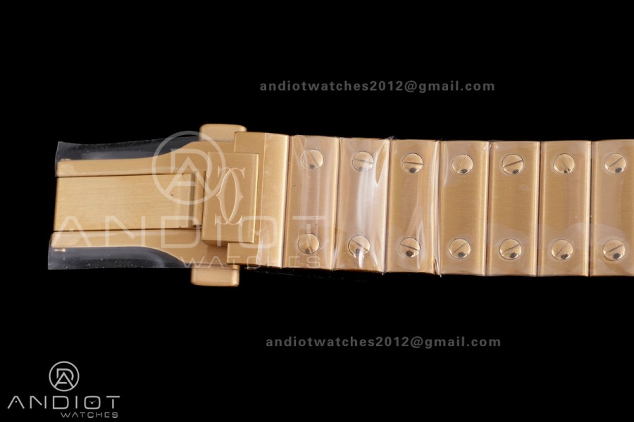 Santos de Cartier 35mm BVF 1:1 Best Edition YG White Dial Diamond Bezel on YG Smart-Links Bracelet MIYOTA 9039