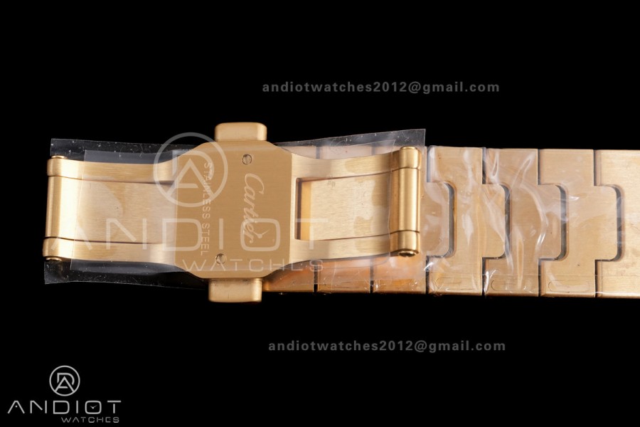Santos de Cartier 35mm BVF 1:1 Best Edition YG White Dial Diamond Bezel on YG Smart-Links Bracelet MIYOTA 9039