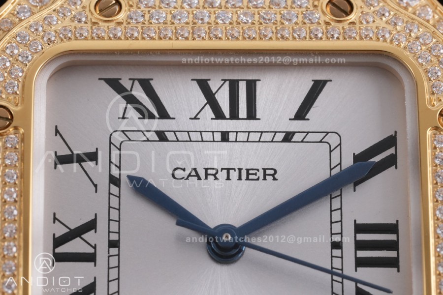 Santos de Cartier 35mm BVF 1:1 Best Edition YG White Dial Diamond Bezel on YG Smart-Links Bracelet MIYOTA 9039