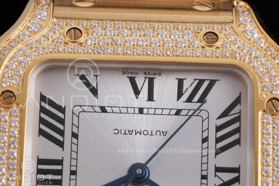 Santos de Cartier 35mm BVF 1:1 Best Edition YG White Dial Diamond Bezel on YG Smart-Links Bracelet MIYOTA 9039