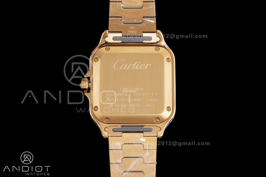 Santos de Cartier 35mm BVF 1:1 Best Edition YG White Dial Diamond Bezel on YG Smart-Links Bracelet MIYOTA 9039