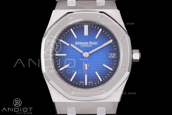 Royal Oak 39mm 15202IP Titanium ZF 1:1 Best Edition Blue Textured Dial on SS Bracelet A2121 V2