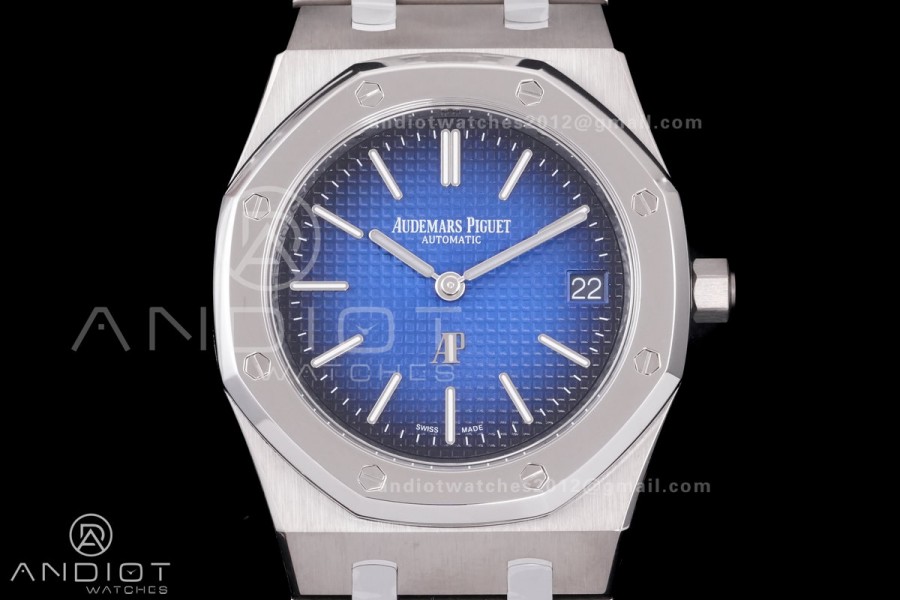 Royal Oak 39mm 15202IP Titanium ZF 1:1 Best Edition Blue Textured Dial on SS Bracelet A2121 V2