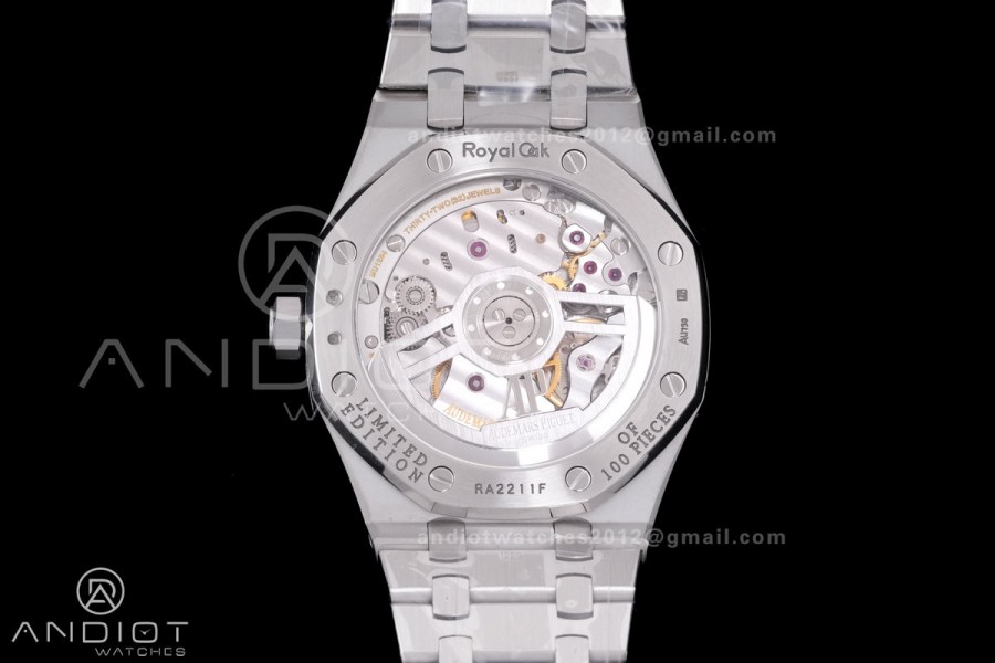 Royal Oak 41mm 15510BC SS ZF 1:1 Best Edition Ice Blue Crystal Dial on SS Bracelet SA4302 Super Clone