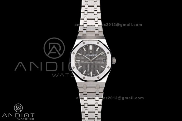 Royal Oak 41mm 15500 SS JF 1:1 Best Edition Gray Dial on SS Bracelet SA4302 Super Clone