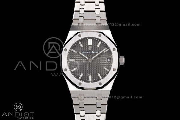 Royal Oak 41mm 15500 SS JF 1:1 Best Edition Gray Dial on SS Bracelet SA4302 Super Clone
