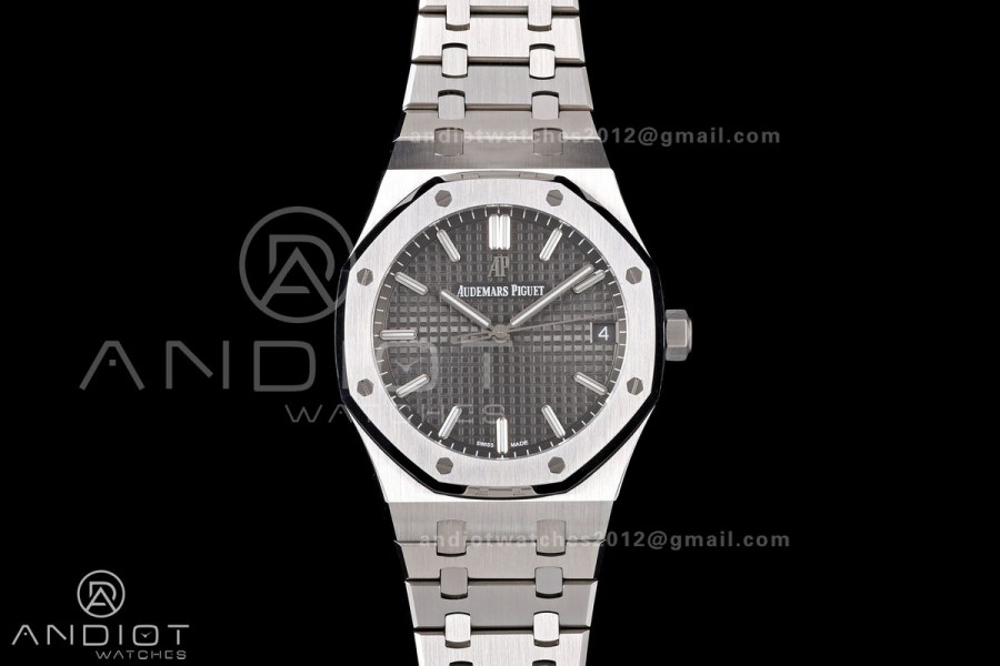Royal Oak 41mm 15500 SS JF 1:1 Best Edition Gray Dial on SS Bracelet SA4302 Super Clone