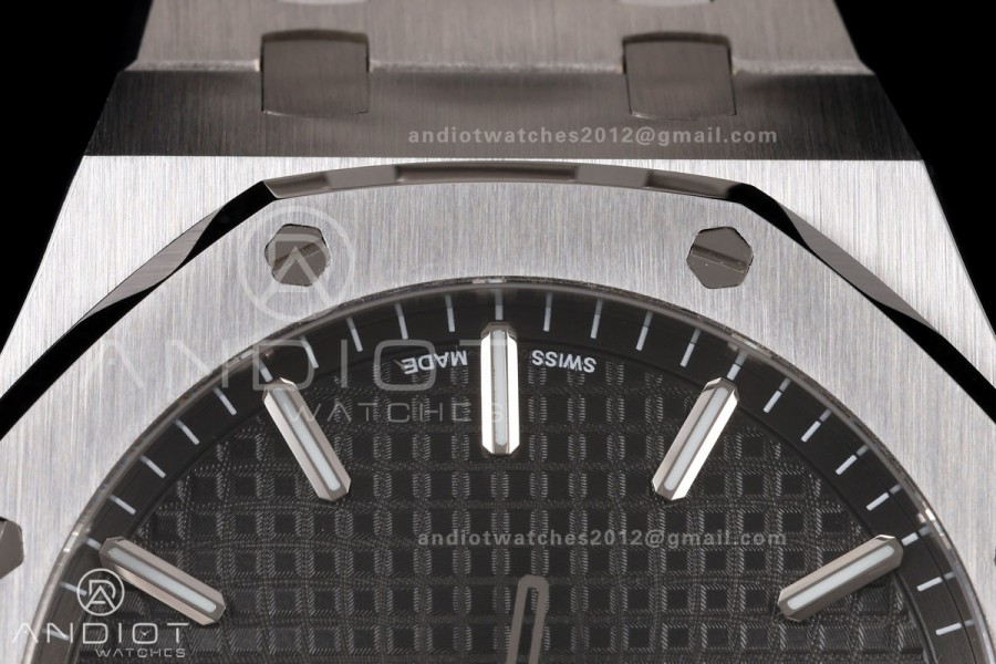 Royal Oak 41mm 15500 SS JF 1:1 Best Edition Gray Dial on SS Bracelet SA4302 Super Clone