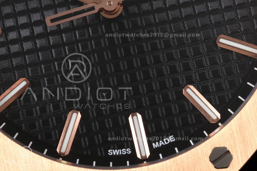 Royal Oak 41mm 15500 RG JF 1:1 Best Edition Black Dial on RG Bracelet SA4302 Super Clone