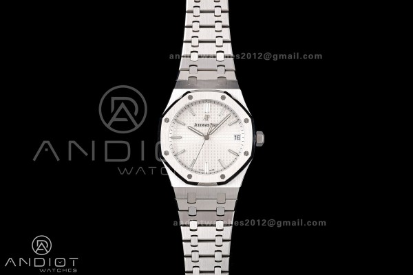 Royal Oak 41mm 15500 SS JF 1:1 Best Edition White Dial on SS Bracelet SA4302 Super Clone