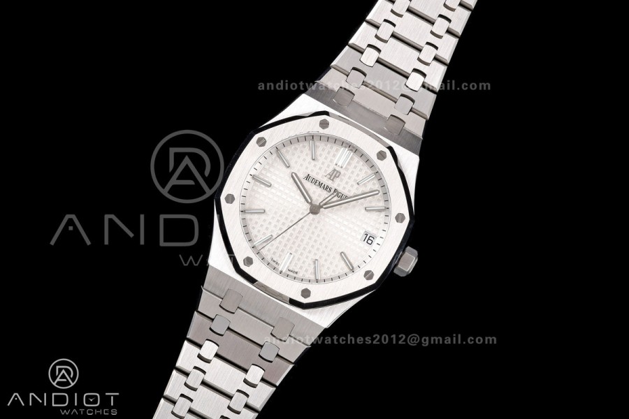 Royal Oak 41mm 15500 SS JF 1:1 Best Edition White Dial on SS Bracelet SA4302 Super Clone