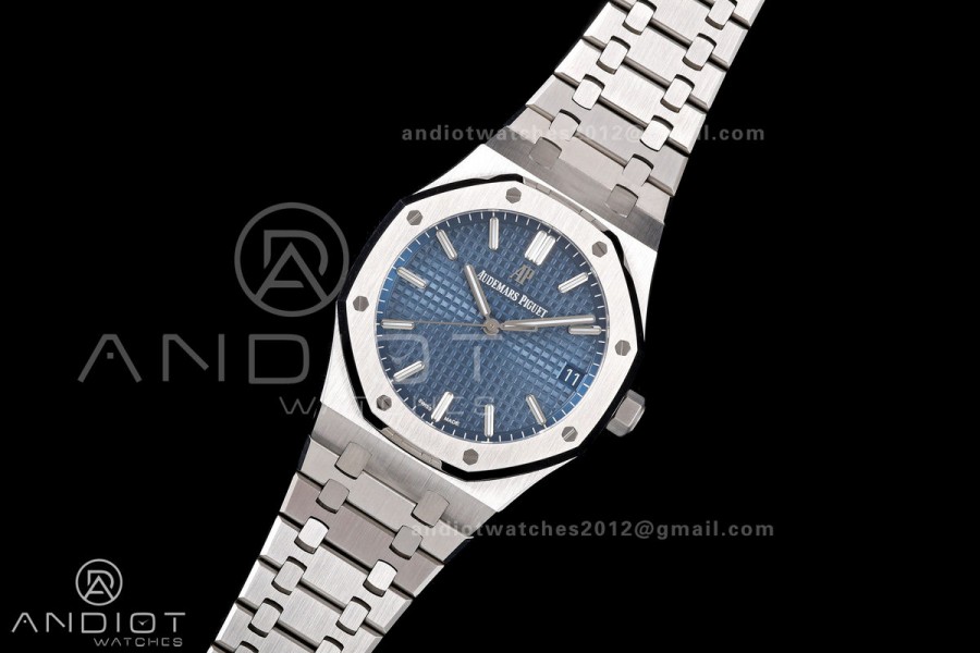 Royal Oak 41mm 15500 SS JF 1:1 Best Edition Blue Dial on SS Bracelet SA4302 Super Clone