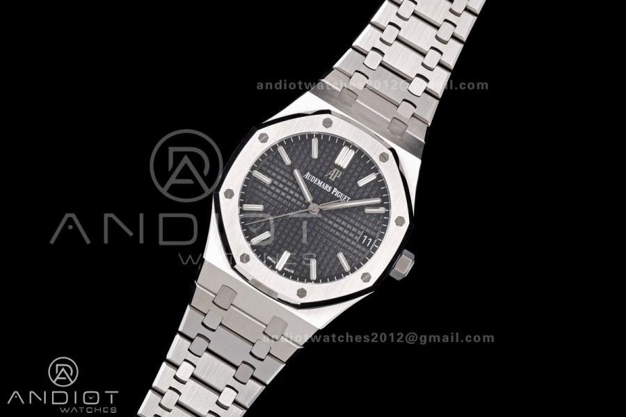 Royal Oak 41mm 15500 SS JF 1:1 Best Edition Black Dial on SS Bracelet SA4302 Super Clone