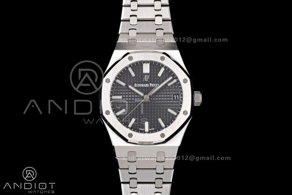 Royal Oak 41mm 15500 SS JF 1:1 Best Edition Black Dial on SS Bracelet SA4302 Super Clone