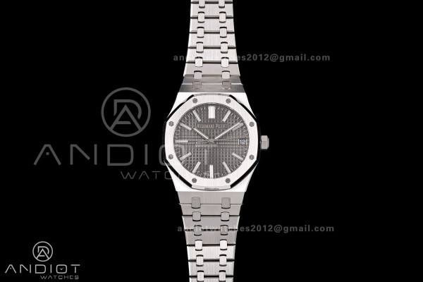 Royal Oak 41mm 15510 SS JF 1:1 Best Edition Gray Dial on SS Bracelet SA4302 Super Clone