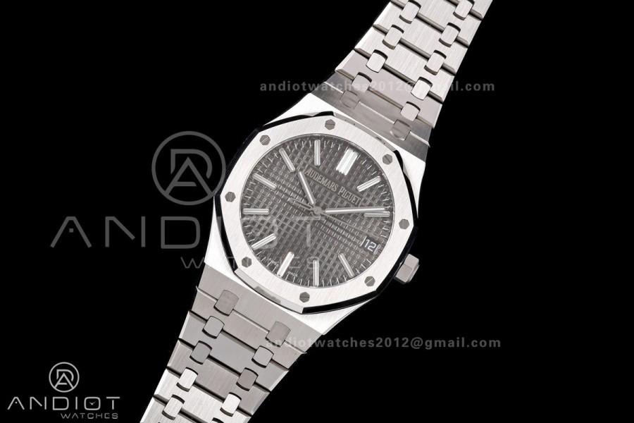 Royal Oak 41mm 15510 SS JF 1:1 Best Edition Gray Dial on SS Bracelet SA4302 Super Clone