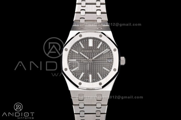 Royal Oak 41mm 15510 SS JF 1:1 Best Edition Gray Dial on SS Bracelet SA4302 Super Clone