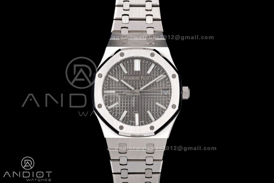 Royal Oak 41mm 15510 SS JF 1:1 Best Edition Gray Dial on SS Bracelet SA4302 Super Clone