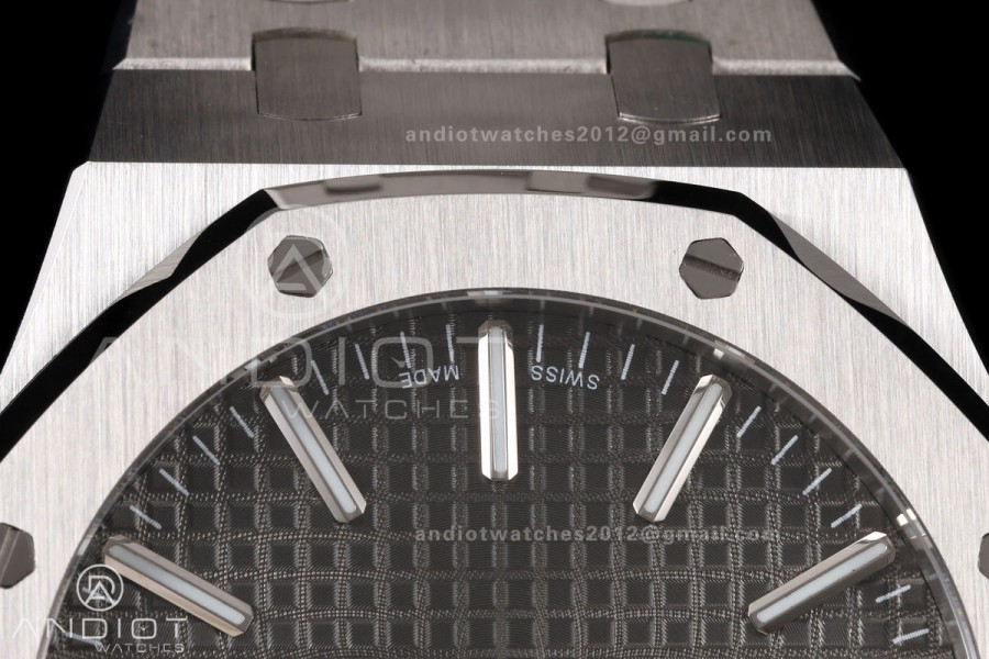 Royal Oak 41mm 15510 SS JF 1:1 Best Edition Gray Dial on SS Bracelet SA4302 Super Clone