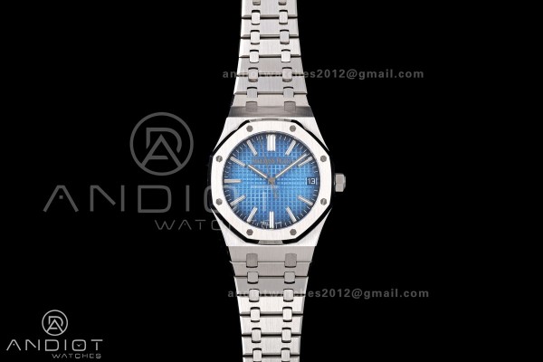 Royal Oak 41mm 15510 SS JF 1:1 Best Edition Blue Ombre Dial on SS Bracelet SA4302 Super Clone