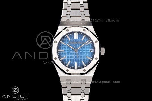 Royal Oak 41mm 15510 SS JF 1:1 Best Edition Blue Ombre Dial on SS Bracelet SA4302 Super Clone