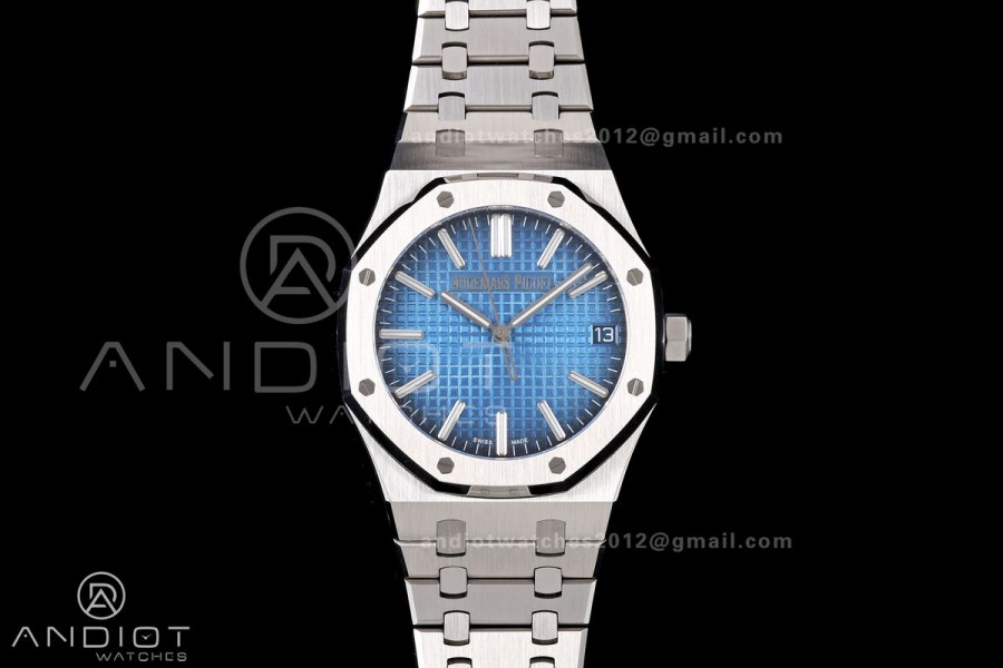 Royal Oak 41mm 15510 SS JF 1:1 Best Edition Blue Ombre Dial on SS Bracelet SA4302 Super Clone