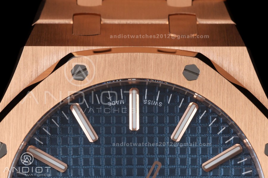 Royal Oak 41mm 15510 RG JF 1:1 Best Edition Blue Dial on RG Bracelet SA4302 Super Clone