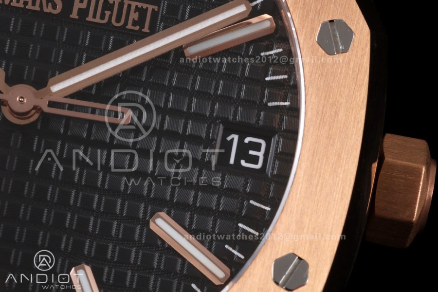 Royal Oak 41mm 15510 RG JF 1:1 Best Edition Black Dial on RG Bracelet SA4302 Super Clone