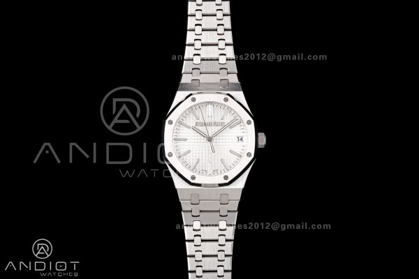 Royal Oak 41mm 15510 SS JF 1:1 Best Edition White Dial on SS Bracelet SA4302 Super Clone