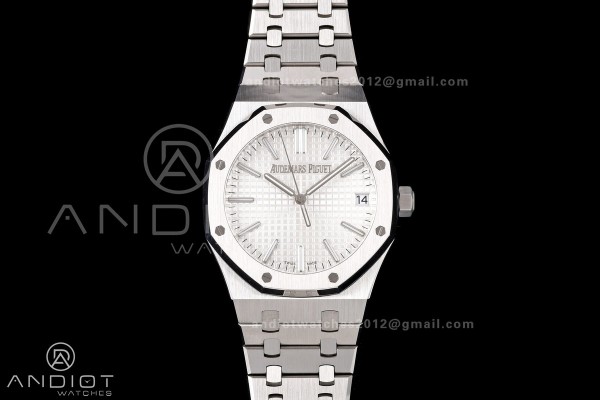 Royal Oak 41mm 15510 SS JF 1:1 Best Edition White Dial on SS Bracelet SA4302 Super Clone