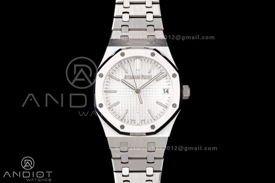 Royal Oak 41mm 15510 SS JF 1:1 Best Edition White Dial on SS Bracelet SA4302 Super Clone