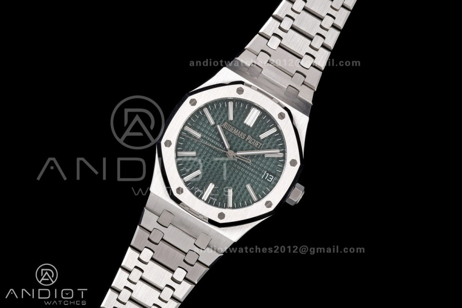 Royal Oak 41mm 15510 SS JF 1:1 Best Edition Green Dial on SS Bracelet SA4302 Super Clone
