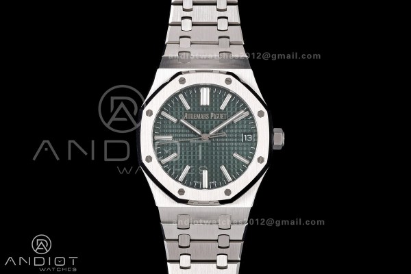 Royal Oak 41mm 15510 SS JF 1:1 Best Edition Green Dial on SS Bracelet SA4302 Super Clone