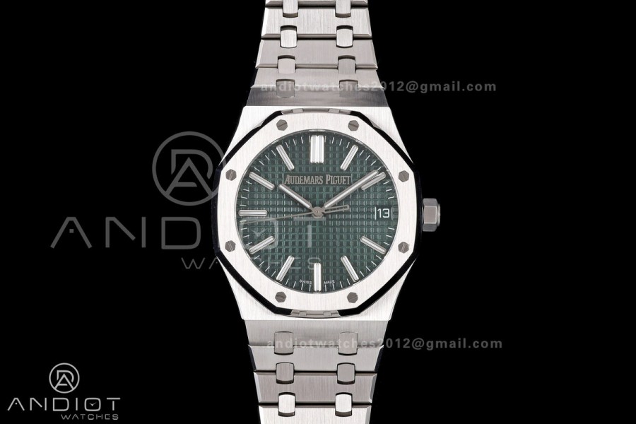 Royal Oak 41mm 15510 SS JF 1:1 Best Edition Green Dial on SS Bracelet SA4302 Super Clone