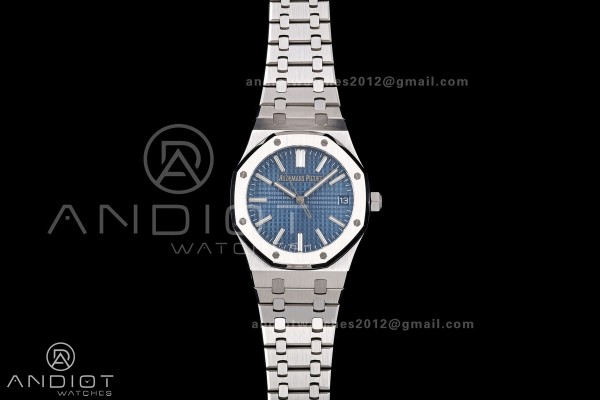Royal Oak 41mm 15510 SS JF 1:1 Best Edition Blue Dial on SS Bracelet SA4302 Super Clone