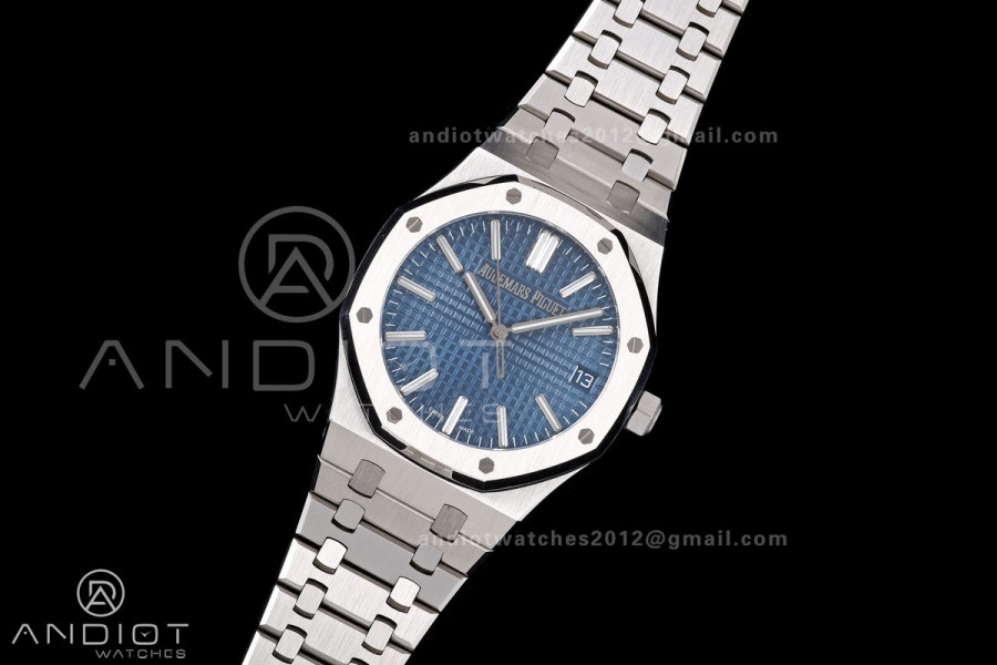 Royal Oak 41mm 15510 SS JF 1:1 Best Edition Blue Dial on SS Bracelet SA4302 Super Clone