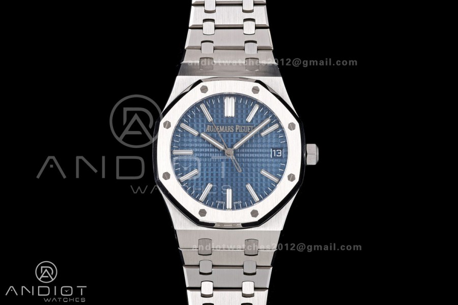 Royal Oak 41mm 15510 SS JF 1:1 Best Edition Blue Dial on SS Bracelet SA4302 Super Clone