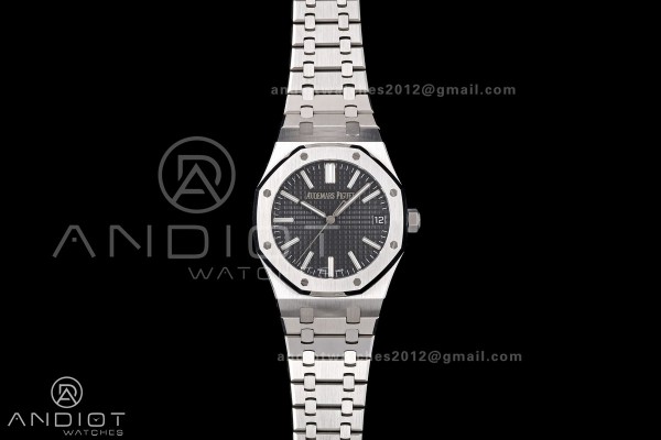 Royal Oak 41mm 15510 SS JF 1:1 Best Edition Black Dial on SS Bracelet SA4302 Super Clone
