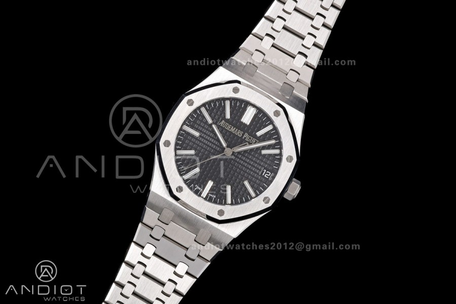 Royal Oak 41mm 15510 SS JF 1:1 Best Edition Black Dial on SS Bracelet SA4302 Super Clone