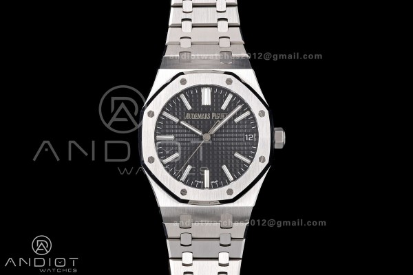 Royal Oak 41mm 15510 SS JF 1:1 Best Edition Black Dial on SS Bracelet SA4302 Super Clone