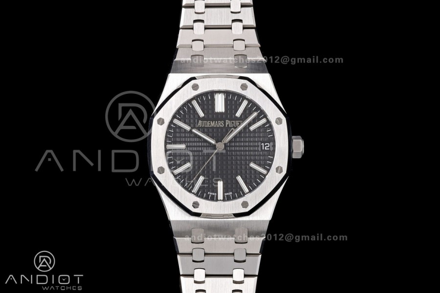 Royal Oak 41mm 15510 SS JF 1:1 Best Edition Black Dial on SS Bracelet SA4302 Super Clone